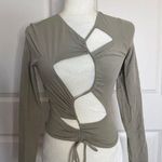 H&M Green Cut-Out Long Sleeve Top Photo 0