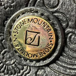 STONE MOUNTAIN BLACK LEATHER WALLET FLORAL EMBOSSED DOUBLE ZIP CLOSURE CLEAN Photo 6