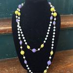 Elegant Yellow and Purple Beaded Necklace Photo 0