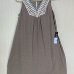 Luxology  Women's Dress Sz S Tan Khaki Beaded Neck Lightweight Mini Photo 0