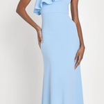 Lulus NWT  Last Forever Powder Blue One-Shoulder Ruffle Maxi Dress Banquet Sz XL Photo 0