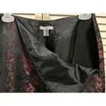 Ann Taylor  Black/Red Floral Satin Skirt‎ Ruffle Size 12 Side Zip Lined Photo 2