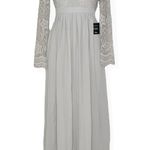 LULUS Awaken My Love Long Sleeve Lace Maxi Dress, Grey, Small Gray Photo 5