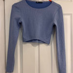 ZARA Ribbed Long Sleeve Cropped Crewneck Top Photo 0