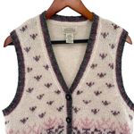 Vintage Women’s Wool Blend Cardigan Sweater Vest Pink Cream Size L Photo 1