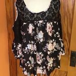 Charming Charlie Black floral lace bohemian cold shoulder top Photo 13