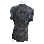 Armani Collezioni Womens LG Black Sparkly Short Sleeve Round Neck Blouse Floral Photo 3
