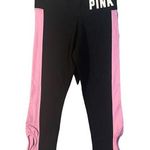 PINK - Victoria's Secret PINK VS Black & Pink Striped Cut Out Ankle Workout Casual Leggings Women Sz S Photo 0