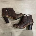Anthropologie Schuler & Sons  Brown Leather Studded Heeled Ankle Boot Size 6 Photo 4