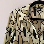 ZARA  Tan Black Button Down Long Sleeve Shirt Geometric Print Women's size Small Photo 3