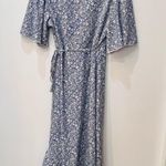 SheIn Ditsy Floral Print Flutter Sleeve Ruffle Hem Belted Dress size Large Photo 4