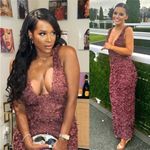 House Of CB  ‘Carena’ Merlot Plunge Floral Appliqué Maxi Dress‎ NWOT size XS Photo 12