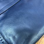 Tommy Bahama leather tote bag wood handles navy blue cross body strap NEW Photo 9