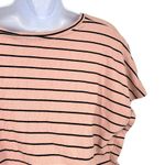 Lucky Brand  Striped Short Sleeve Top With Side Ties Pink Size Medium Photo 2