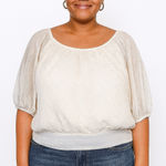 Elle  XL 3/4 Sleeve Off White with Gold Rhinestones Women's Top Photo 0