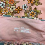 Aerie  Scoop Bikini Top Womens Size Medium Floral‎ Pink Yellow Green Retro Style Photo 2