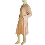 VINTAGE 1980'S P.H.M. SPORTSWEAR CAMEL FAUX SUEDE FEEL SKIRT SUIT (16) Tan Photo 2