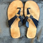 Lilly Pulitzer  McKim Blue Patent Leather Flat Thong Sandals Size 10M Photo 6