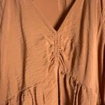 Mango Falcon Rust Orange Ruched V-Neck 3/4 Sleeve Tiered A-Line Mini Dress 2 Photo 7