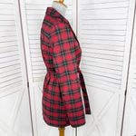 BeFree Tartan Plaid Double Breasted Tie Waist Trench Overcoat Red XS Photo 2
