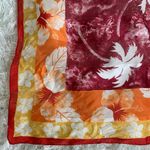 Palm Tree Floral Square Silk Scarf Orange Gold Red White Photo 2