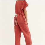 Free People Slouchy Jumpsuit Cotton Red Woven Size S New w/Tag Photo 2