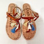 Sam & Libby  Boho Embellished Thong Sandals Tassels Women's 9.5 Tan Summer Casual Photo 1