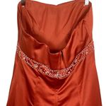 Bronze Satin Strapless Gown Beaded Empire Waist Pleated Bust Bridgerton 14 New Orange Photo 5