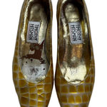 Timothy Hitsman Gold Crocodile Embossed Pointed Toe Heels Women's Size 8 Photo 0