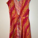 MiracleSuit  front tie pockets Pink printed sleeveless Swim Coverup Dress sz S Photo 0