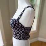 Band of Gypsies  Navy Blue Red Floral Bustier Cropped Tank Top Size Small Photo 3