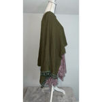 CARAMELA Women's  Olive Green Knit Poncho Shrug Poncho Photo 2