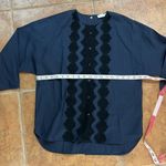 Sandro NWOT  Paris Back Button Short Sleeve Lace Front Shirt Navy Blue Sz 1 Photo 7