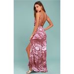 Lulus  Live In Harmony Tie-Dye Maxi Dress Sz S Mauve Pink Leg‎ Slit Open Back Photo 1