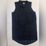 Divided Sheer Sleeveless Button Down Tunic in Black - size 10 Photo 4