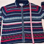 Tiara International vintage Y2K stripes hearts snowflake zip up knit sweater XL Photo 11
