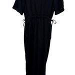 ZARA Jumpsuit With Drawstring and Button Detail Navy Blue Size Small Photo 5