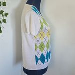 Requirements Shirt Sleeve Argyle Sweater V Neck Blue Photo 3