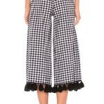 MISA Los Angeles  Gingham Black White Fringe Hem Coastal Pleated Wide Leg… Photo 2