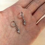 CZ Star Dangle Drop Earrings for Men Women,Streetwear Hip Hop Unisex Earrings Silver Photo 4