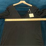 Good Luck Gem  Black Strappy Long Sleeve V-Neck‎ Blouse NWT Size L Photo 10