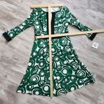 Anne Klein Women's Sleeve Circle Pattern Stretch Silk Dress Camellia/Envy Size 6 Photo 11