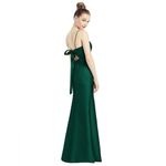 Alfred Sung Open-Back Bow Tie Satin Trumpet Gown Hunter #D780, Size 0 New w/Tag Photo 1
