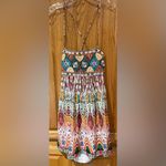 ZARA Geometric Print Straight Neck Strappy Embroidered Short Dress Size Small Photo 10