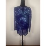 carlei lei sheer hand beaded vintage blouses scallop hem purple size 10 Photo 2