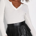 Lulus  Bold Charm Black Vegan Leather Pleated Tiered Mini Skirt Photo 0