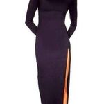 Susana Monaco Crew Long Sleeve Slit Midi Dress - Midnight - size S Photo 0