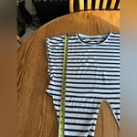 ZARA  Black And White Striped Tie hem Crop Shirt Size Large Photo 4