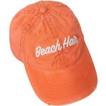 Distressed Beach Hat Coral Baseball Hat with White Embroidery One Size Orange Photo 0