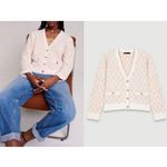 Maje  Moovida Metallic Cardigan Sweater In Camel Fall‎ Preppy Minimalist Luxury Photo 1